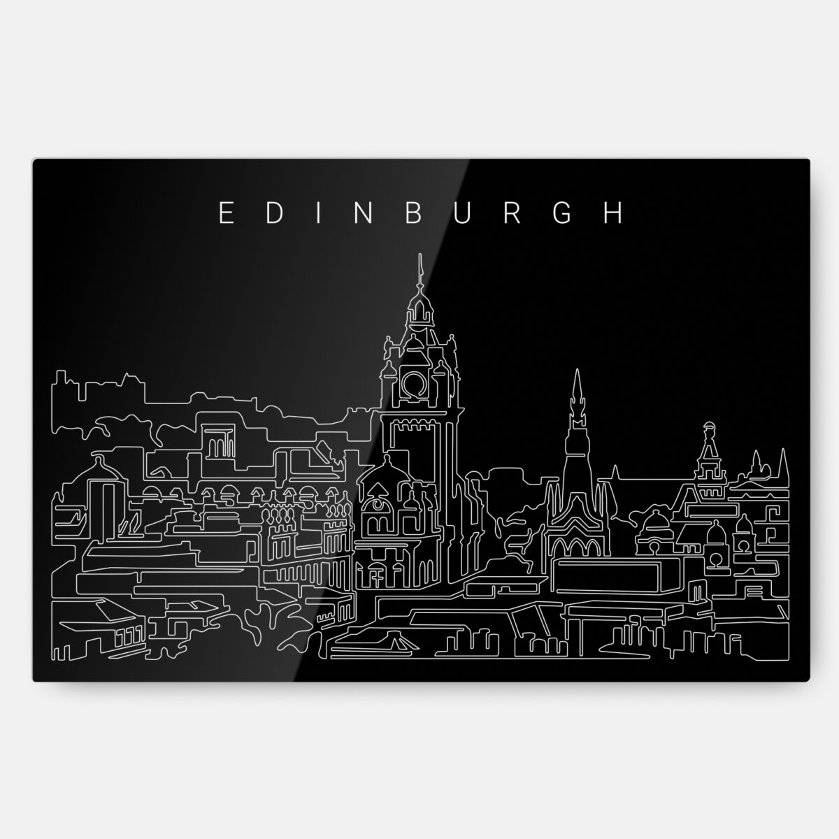 Edinburgh Skyline Line Art Metal Print
