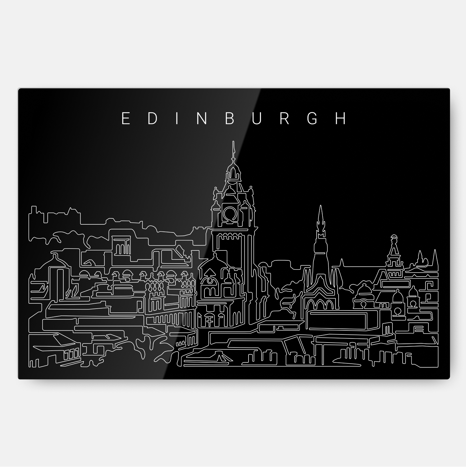 Edinburgh Skyline Metal Print Wall Art - Main - Dark