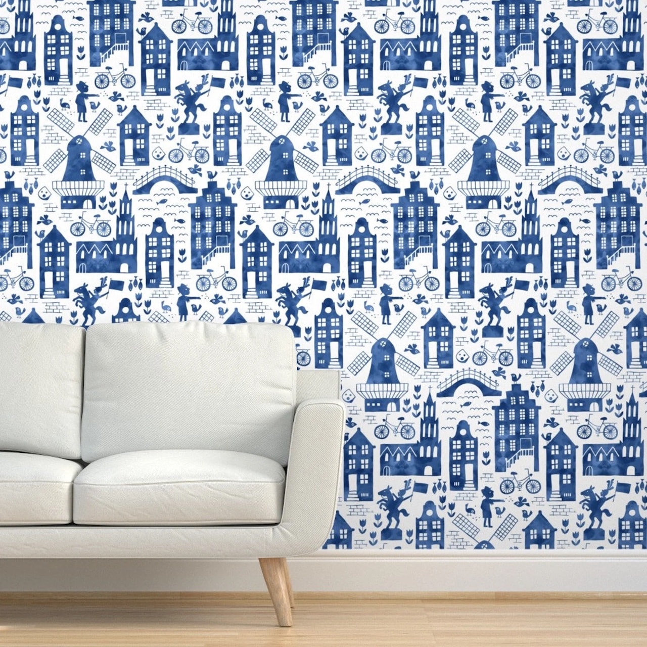Google Offices Decor Design Dutch Holland Blue Wallpaper