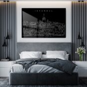 Istanbul Skyline Metal Print - Bedroom - Dark