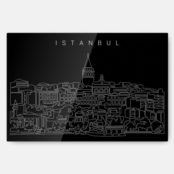 Istanbul Skyline Metal Print Wall Art - Main - Dark