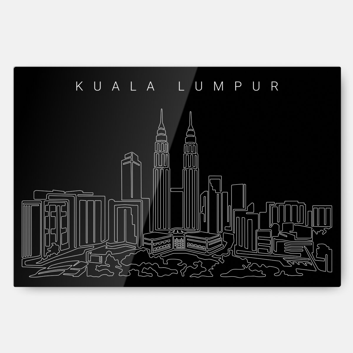 Kuala Lumpur Skyline Line Art Metal Print