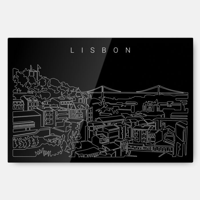 Lisbon Skyline Metal Print Wall Art - Main - Dark