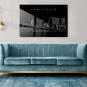 Manchester Skyline Metal Print - Living Room - Dark