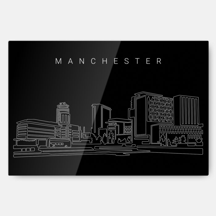 Manchester Skyline Metal Print Wall Art - Main - Dark