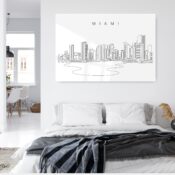 Miami City Line Art Metal Print - Bed Room - Light