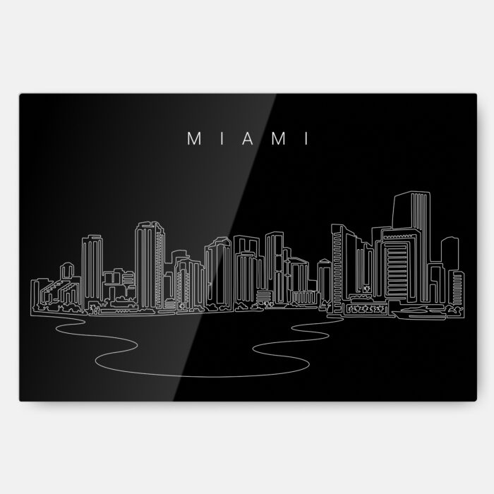 Miami City Line Art Metal Print Wall Art - Main - Dark