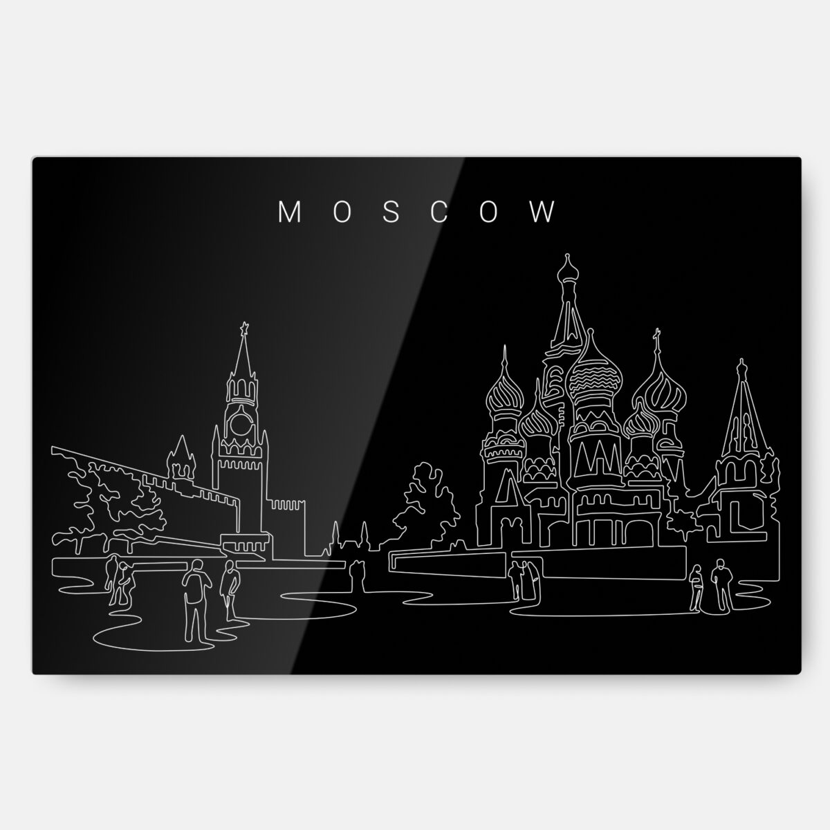 Moscow Skyline Line Art Metal Print
