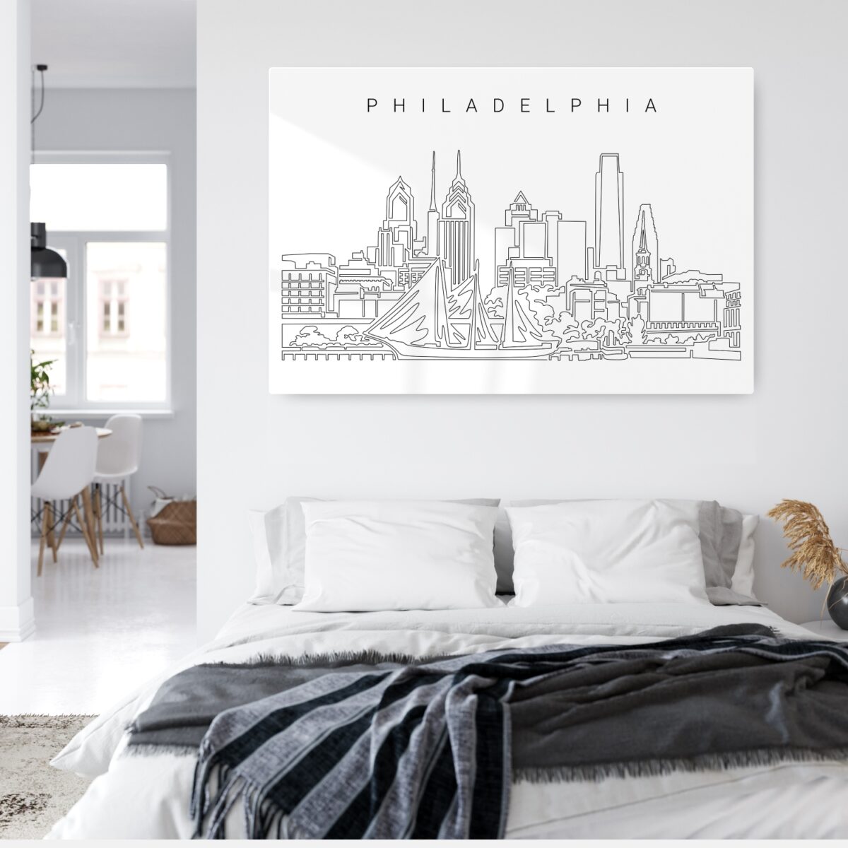 Philadelphia Skyline Metal Print - Bed Room - Light