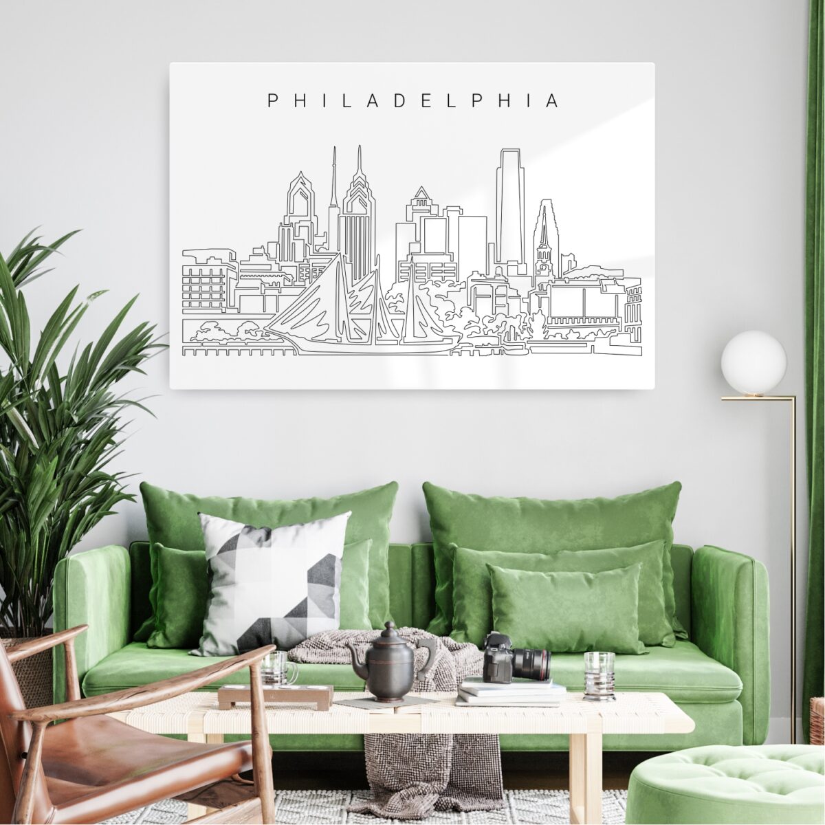 Philadelphia Skyline Metal Print - Living Room - Light