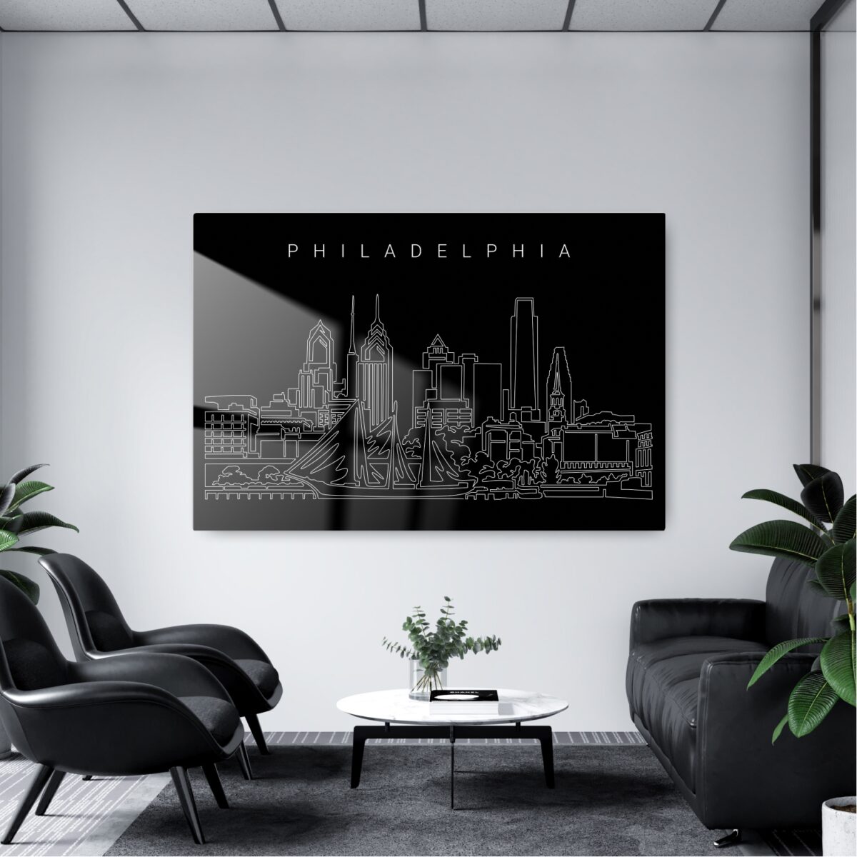 Philadelphia Skyline Metal Print - Office - Dark