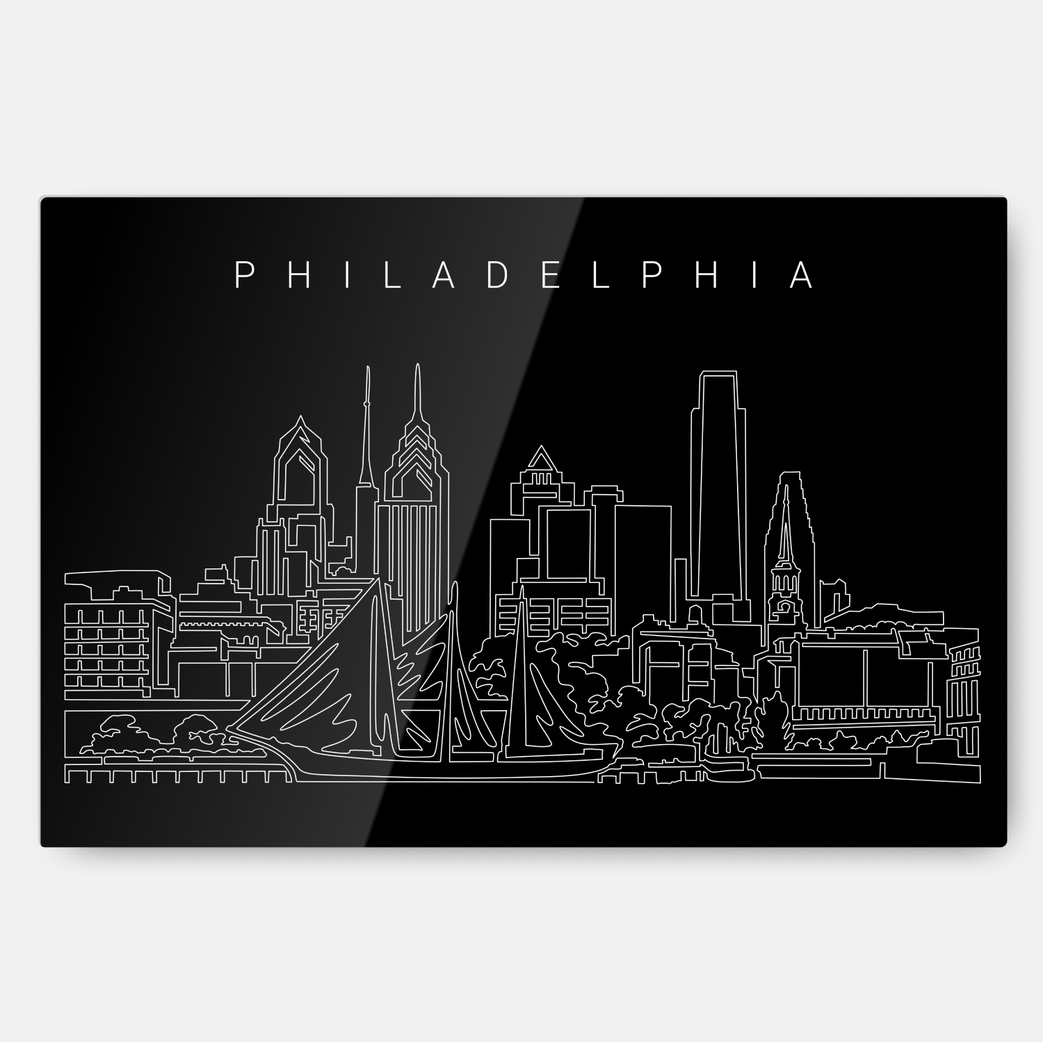 Philadelphia Skyline Metal Print Wall Art Main Dark
