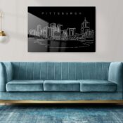Pittsburgh Skyline Metal Print - Living Room - Dark