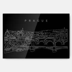 Prague Skyline Metal Print Wall Art - Main - Dark