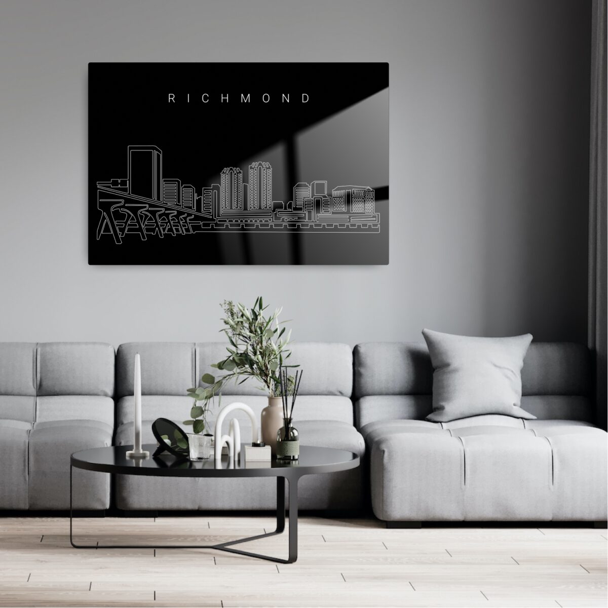 Richmond Skyline Metal Print - Living Room - Dark
