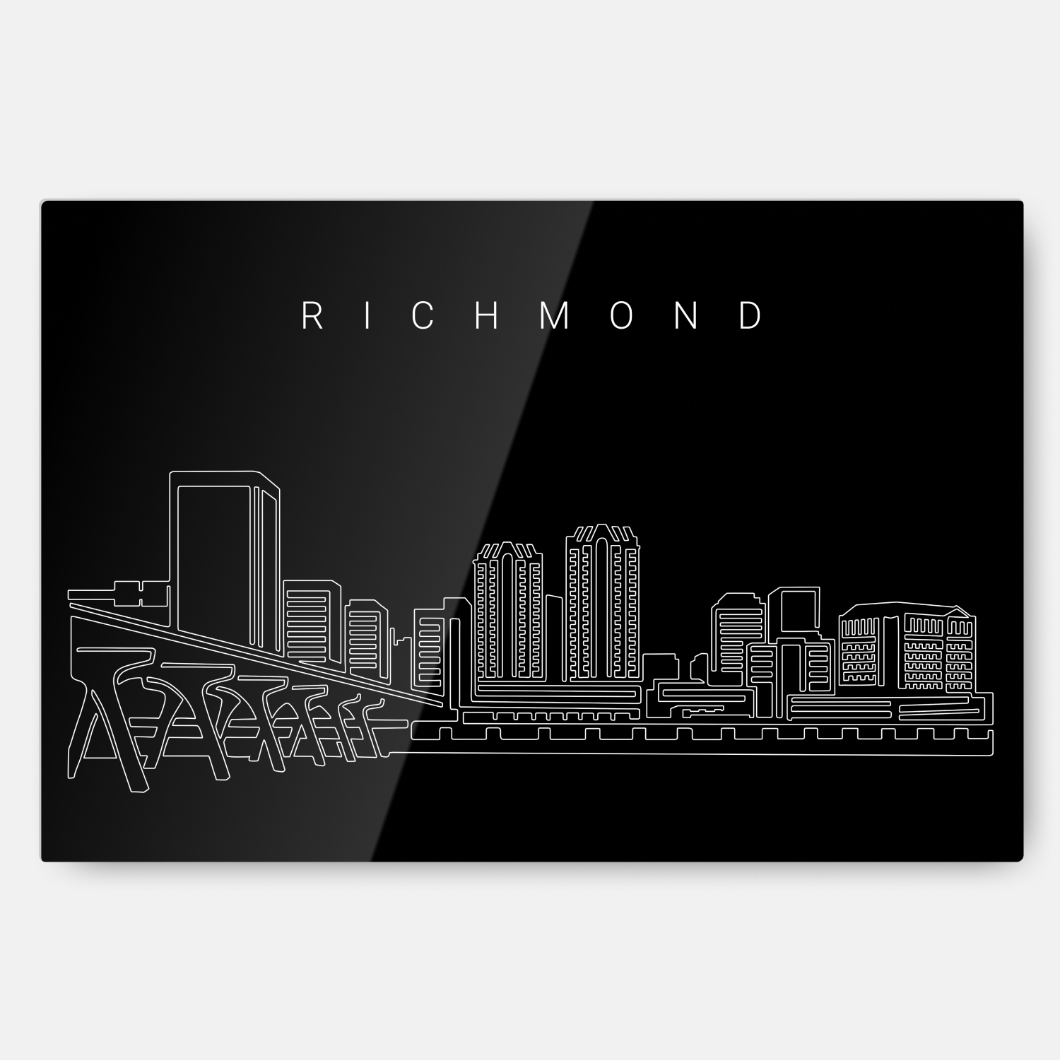Richmond Skyline Line Art Metal Print