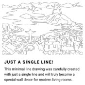 Rio De Janeiro Skyline Continuous Line Drawing Art Work