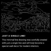 Rio De Janeiro Skyline One Line Drawing Art - Dark