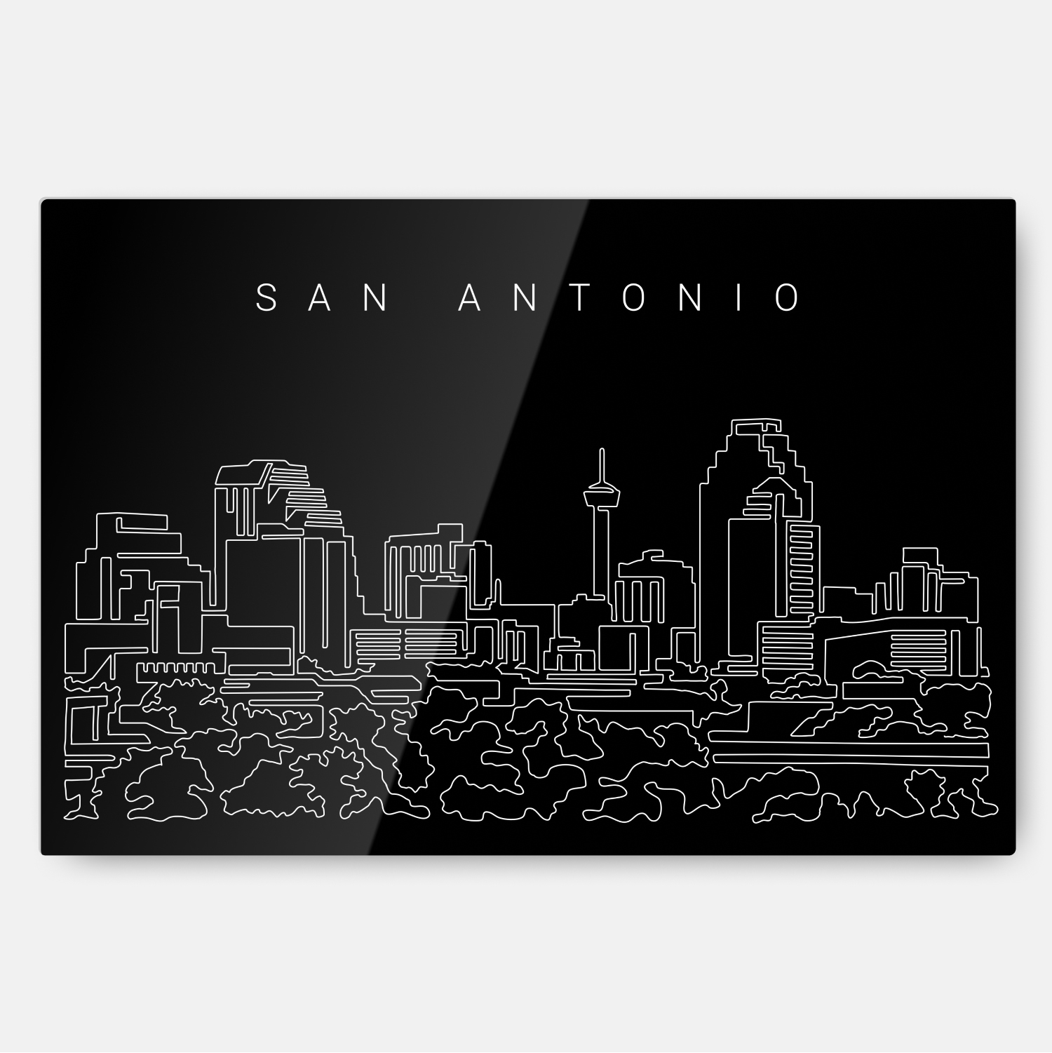 San Antonio Skyline Metal Print Wall Art - Main - Dark