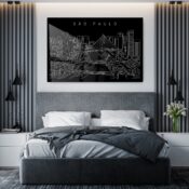 Sao Paulo Skyline Metal Print - Bedroom - Dark