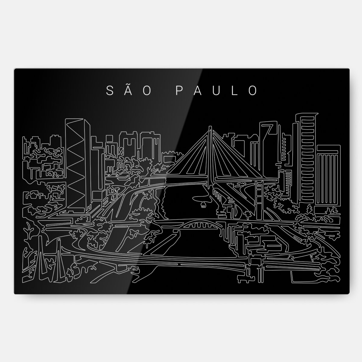 Sao Paulo Skyline Line Art Metal Print