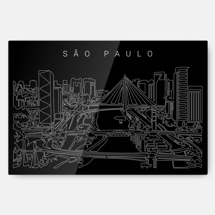 Sao Paulo Skyline Metal Print Wall Art - Main - Dark
