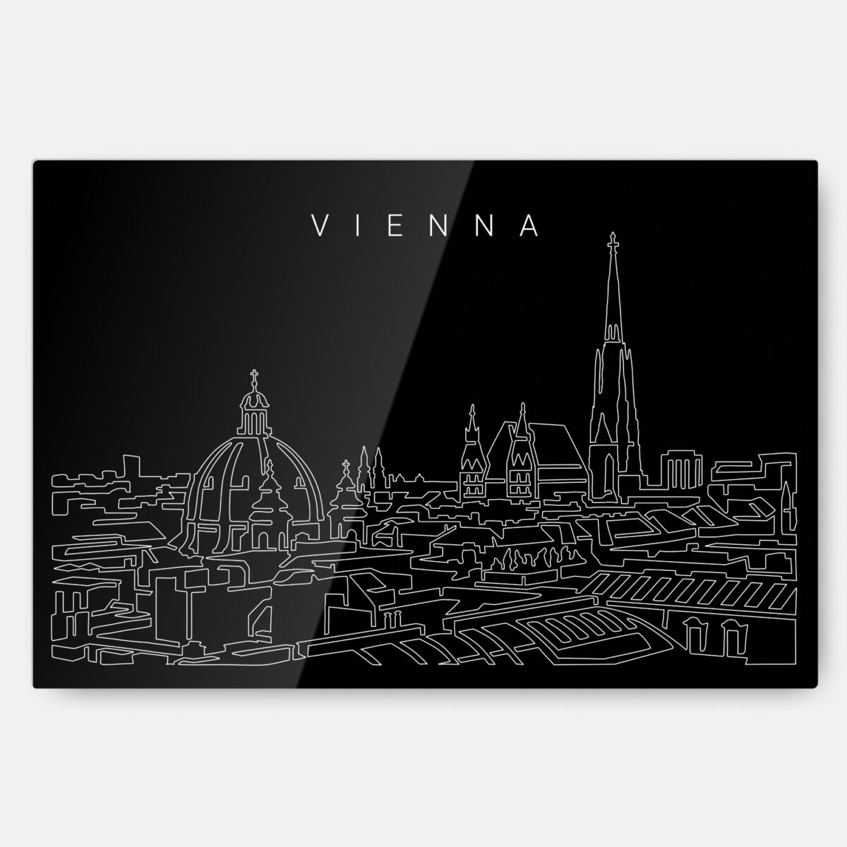 Vienna Skyline Line Art Metal Print