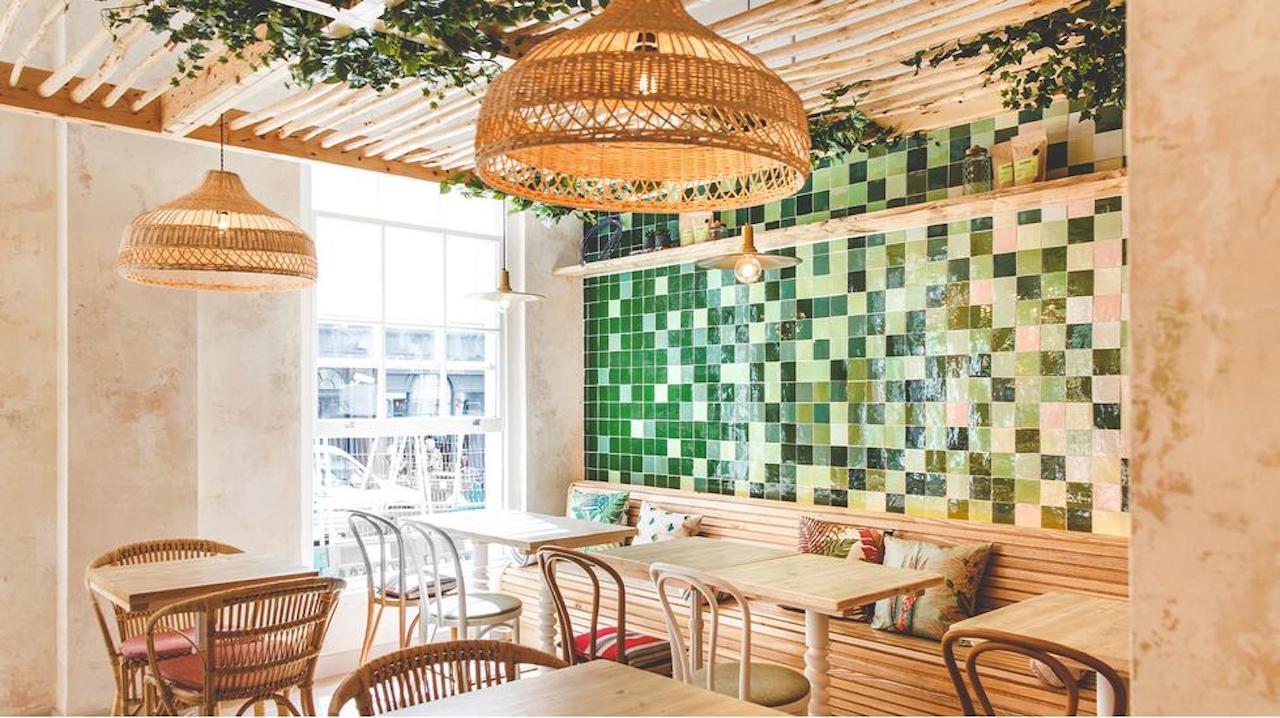 coffee shop decor ideas green tiles aesthetic