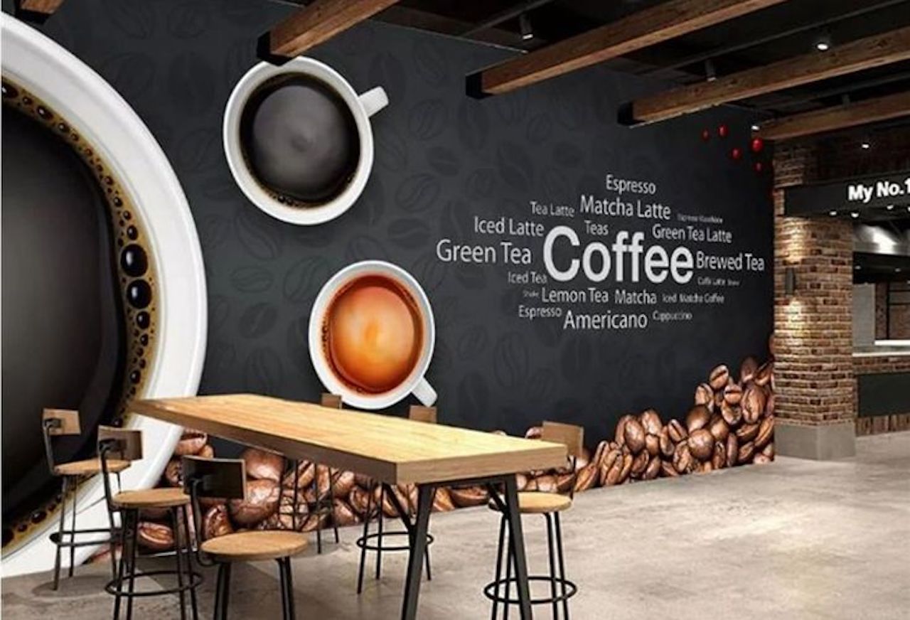 coffee shop decor ideas mural coffee collage