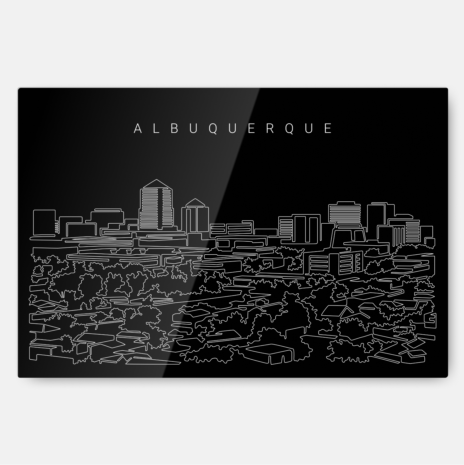 Albuquerque Skyline Metal Print Wall Art - Main - Dark