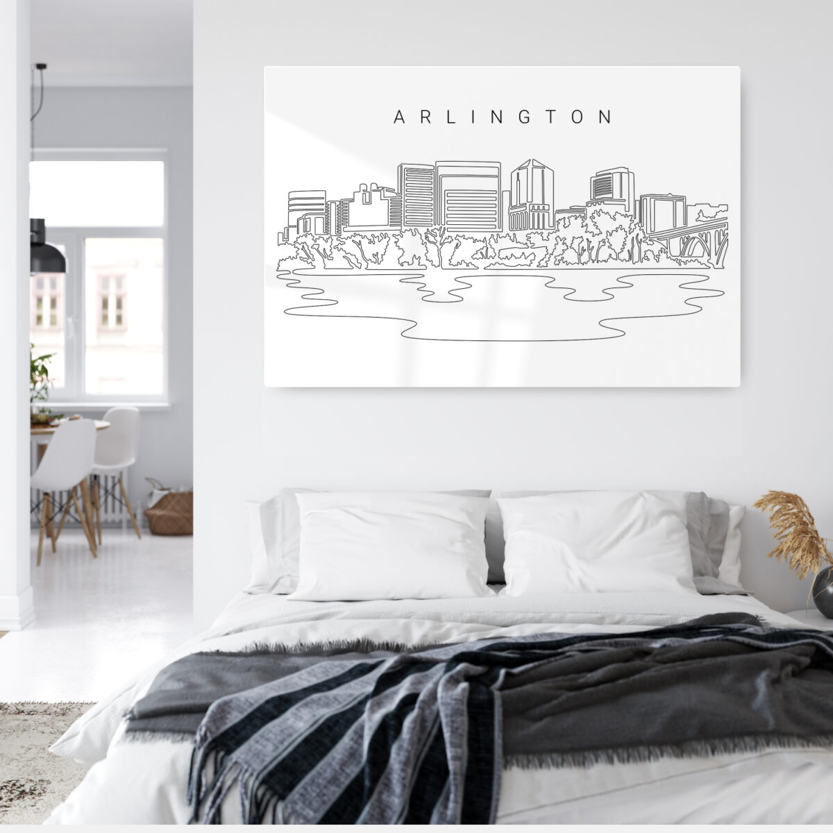 Arlington Skyline Metal Print - Bed Room - Light