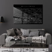 Billings Skyline Metal Print - Living Room - Dark
