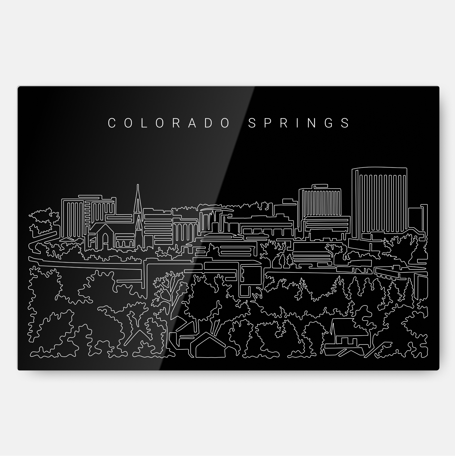 Colorado Springs Skyline Metal Print Wall Art - Main - Dark