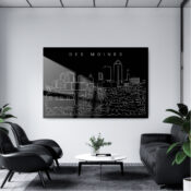 Des Moines Skyline Metal Print - Office - Dark