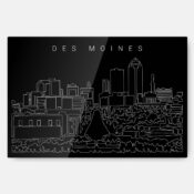 Des Moines Skyline Metal Print Wall Art - Main - Dark