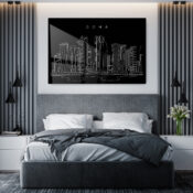Doha Skyline Metal Print - Bedroom - Dark