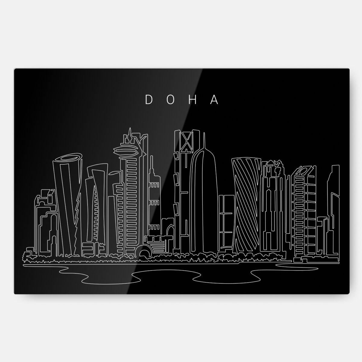 Doha Skyline Line Art Metal Print