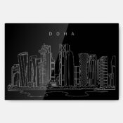 Doha Skyline Metal Print Wall Art - Main - Dark
