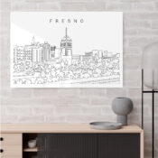 Fresno Skyline Metal Print - Shelf - Light