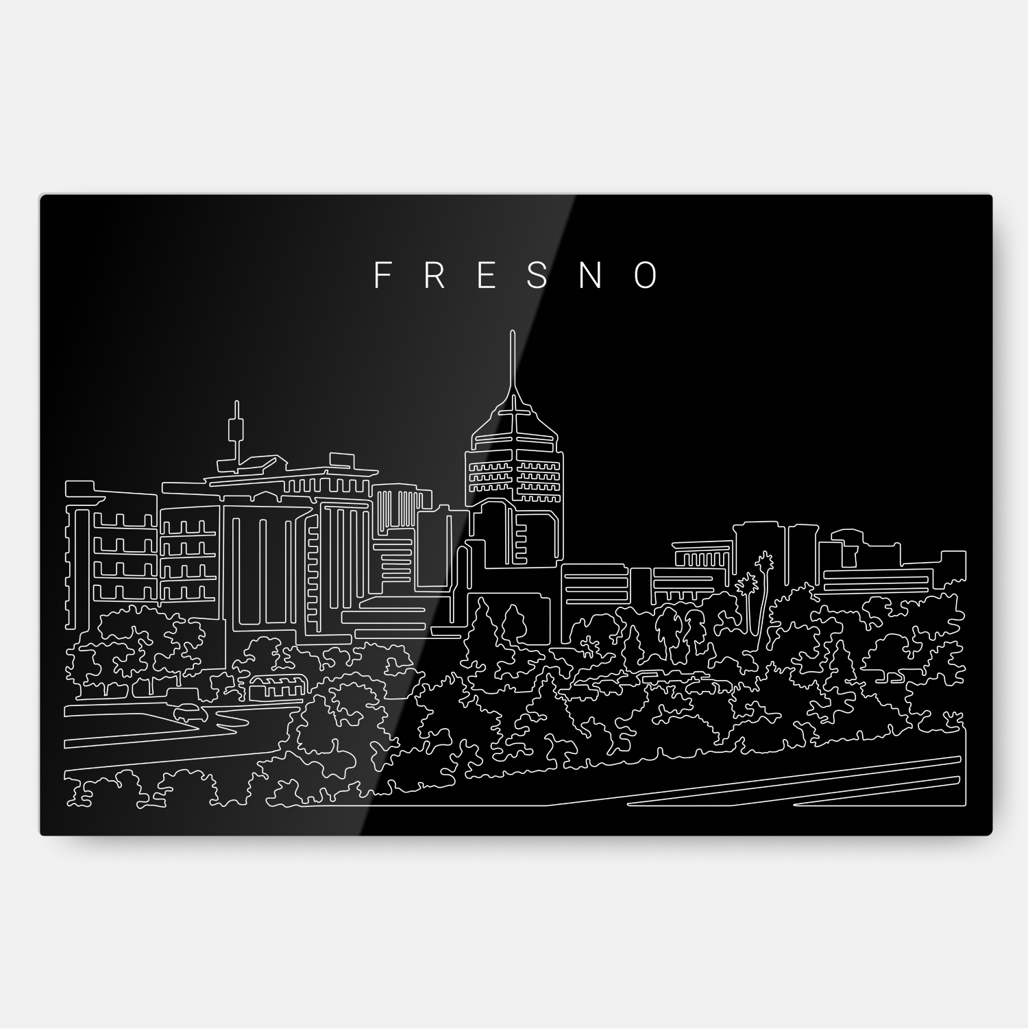 Fresno Skyline Metal Print Wall Art - Main - Dark