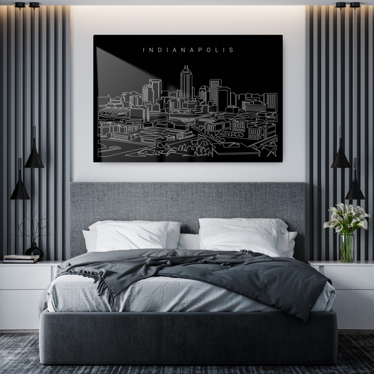 Indianapolis Skyline Metal Print - Bedroom - Dark