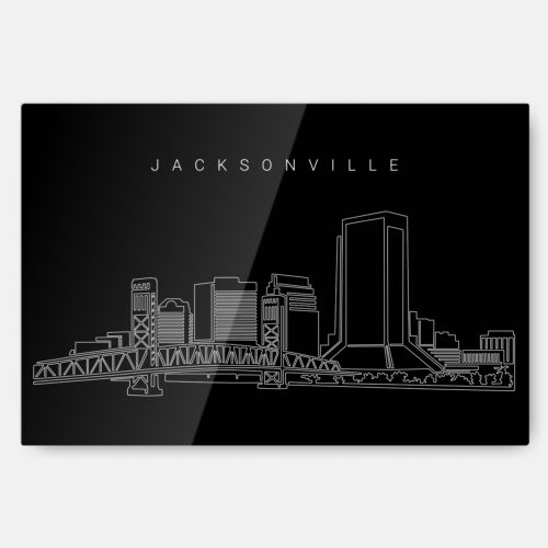 Jacksonville Skyline Metal Print Wall Art - Main - Dark
