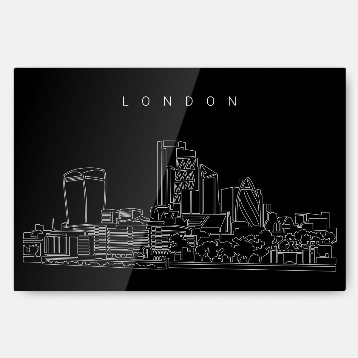 London Skyline Line Art Metal Print