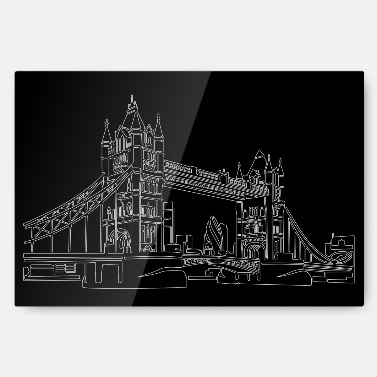 London Tower Bridge Line Art Metal Print