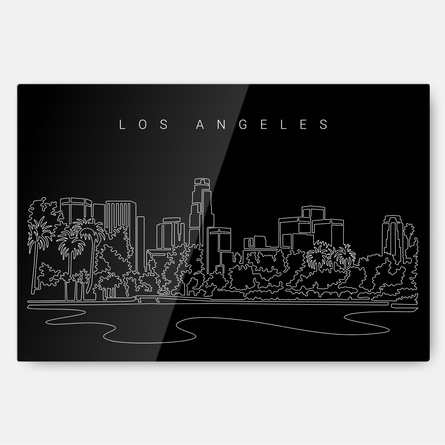Los Angeles Skyline Metal Print Wall Art - Main - Dark