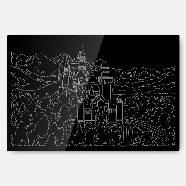 Neuschwanstein Castle Metal Print Wall Art - Main - Dark