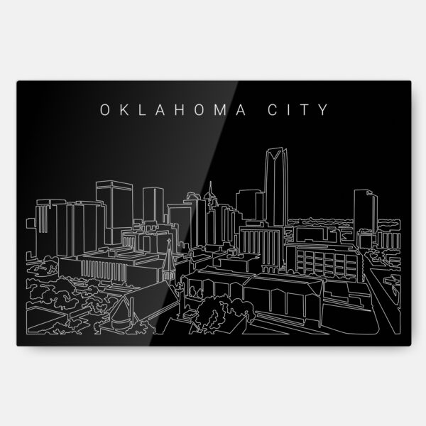 Oklahoma City Skyline Metal Print Wall Art - Main - Dark