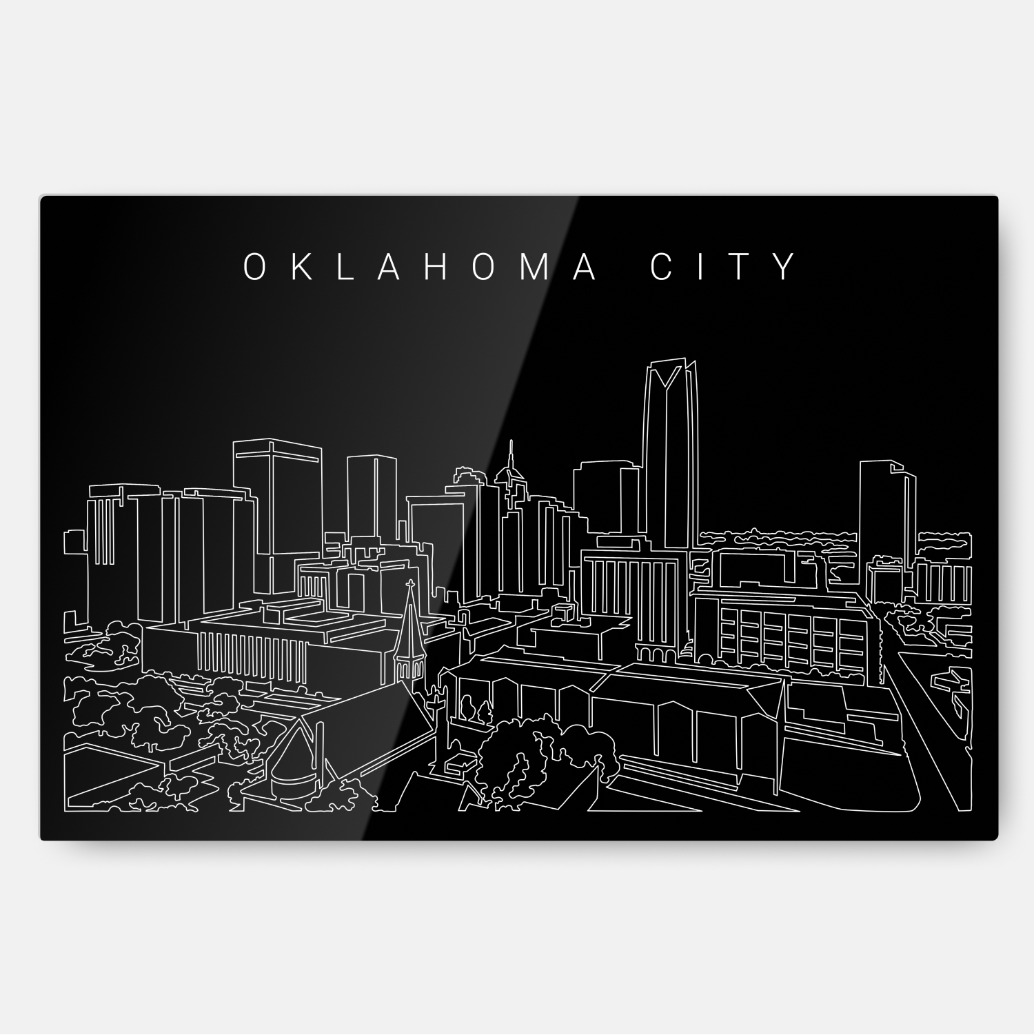 Oklahoma City Skyline Metal Print Wall Art - Main - Dark