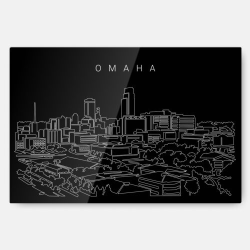 Omaha Skyline Metal Print Wall Art - Main - Dark