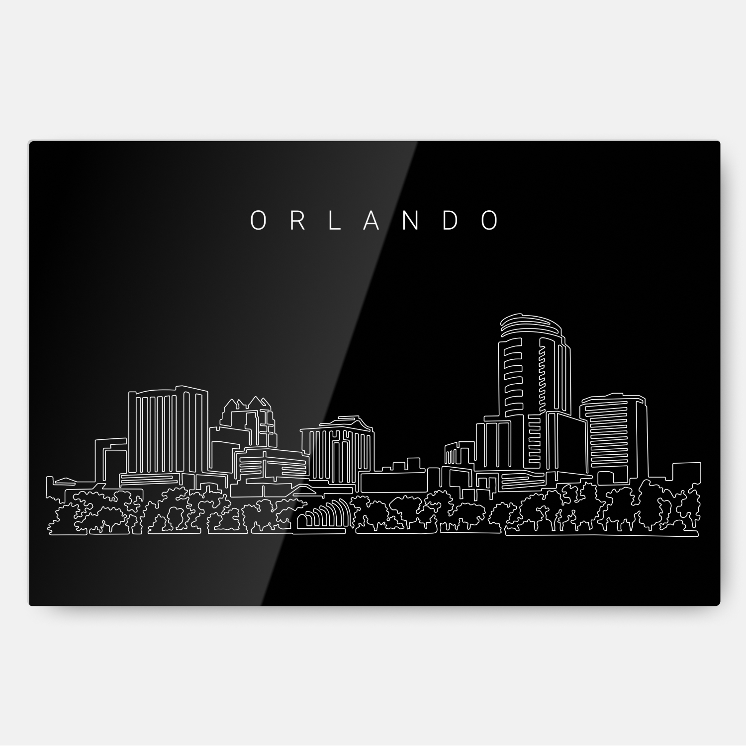 Orlando Skyline Metal Print Wall Art - Main - Dark